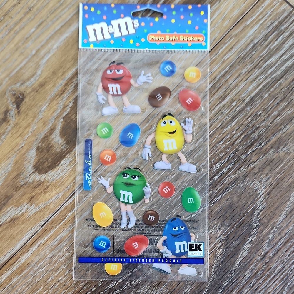 NWT M&M's Photo Safe Stickers Red Blue Green Yellow Orange Brown